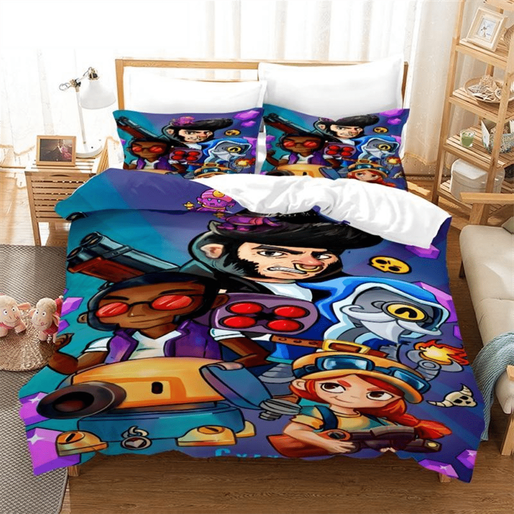 Brawl-Stars-Bedding-Set-Anime-Duvet-Cover-Quilt-Cover-Pillowcase-Double-Size-Kids-Bedroom