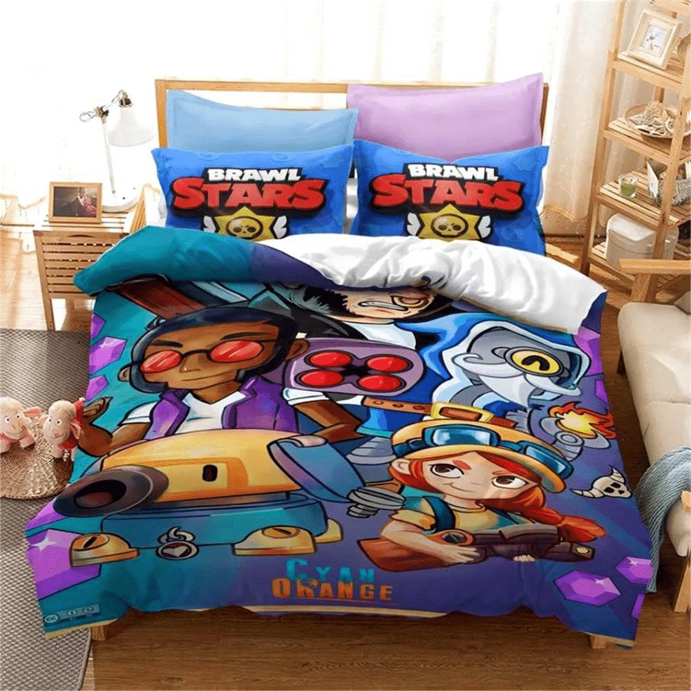 Brawl-Stars-Bedding-Set-Anime-Duvet-Cover-Quilt-Cover-Pillowcase-Double-Size-Kids-Bedroom