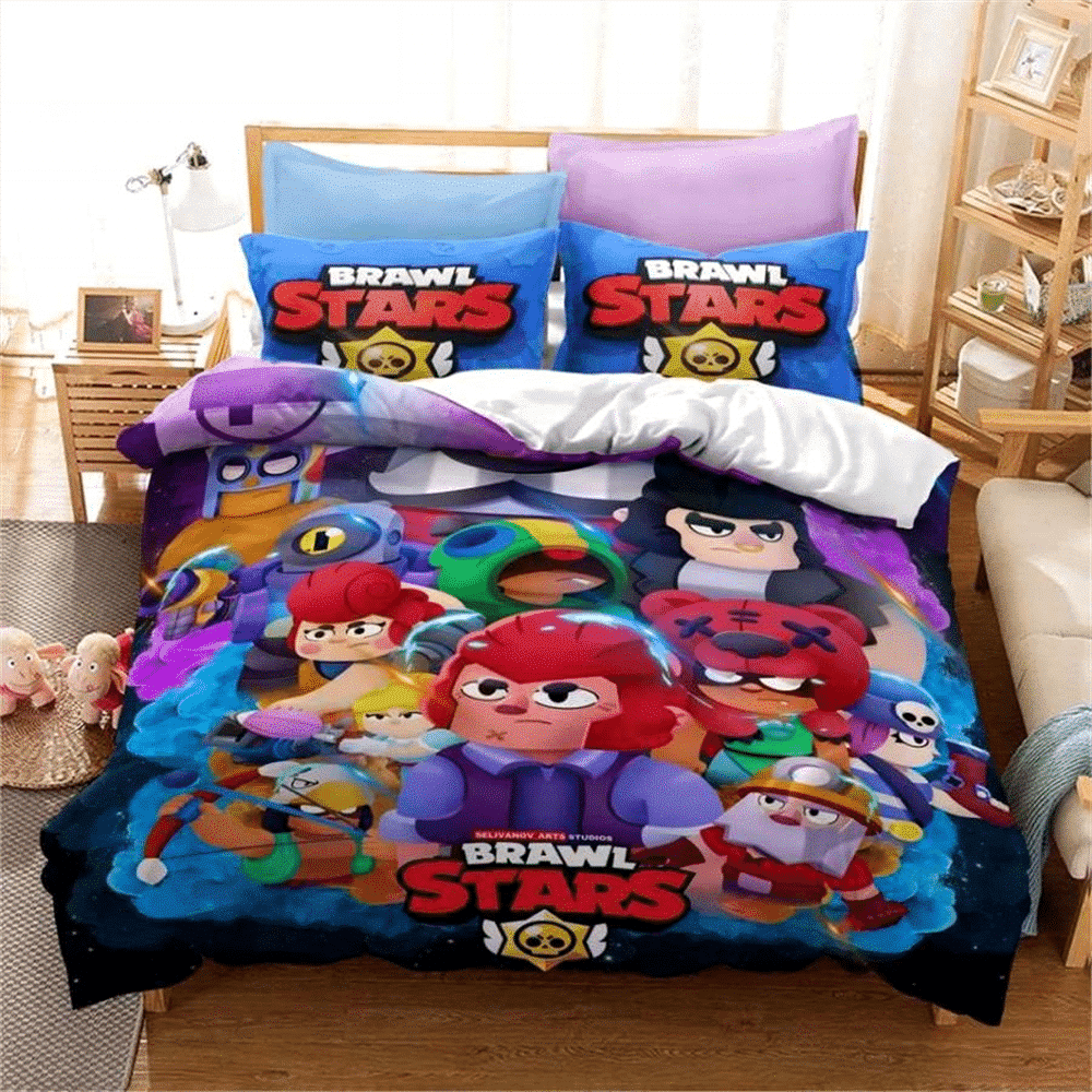 Brawl-Stars-Bedding-Set-Anime-Duvet-Cover-Quilt-Cover-Pillowcase-Double-Size-Kids-Bedroom