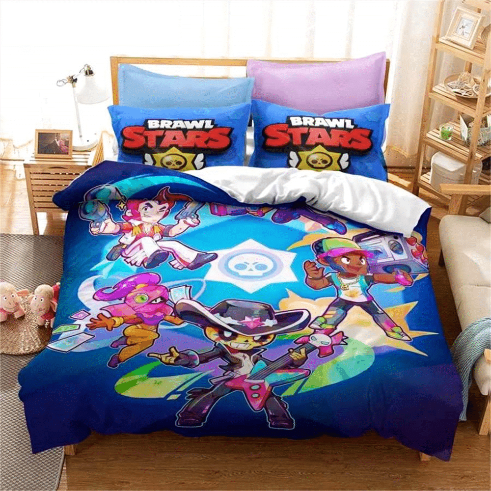 Brawl-Stars-Bedding-Set-Anime-Duvet-Cover-Quilt-Cover-Pillowcase-Double-Size-Kids-Bedroom