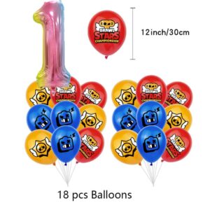 Brawl Stars Balloons Set with number 1 Balloon