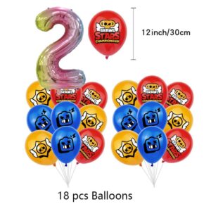 Brawl Stars Balloons Set with number 2 Balloon