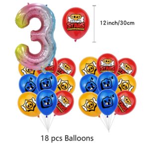 Brawl Stars Balloons Set with number 3 Balloon