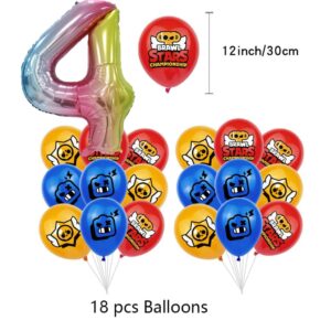 Brawl Stars Balloons Set with number 4 Balloon