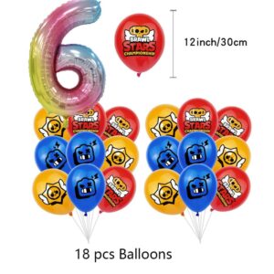Brawl Stars Balloons Set with number 6 Balloon