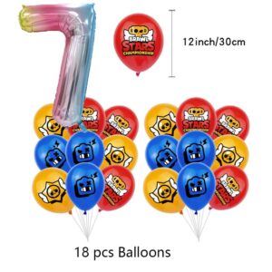Brawl Stars Balloons Set with number 7 Balloon