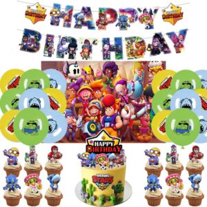 Brawl Stars Birthday Party Decoration Balloons Banner Cake Toppers Party Supplies