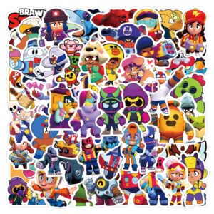 55 PCS Brawl Stars Sticker Decals for Kids Cute Kawaii Water Bottle